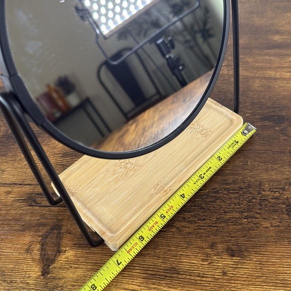 Black and Natural Wood Tabletop Magnafier Mirror - Picture 3 of 4